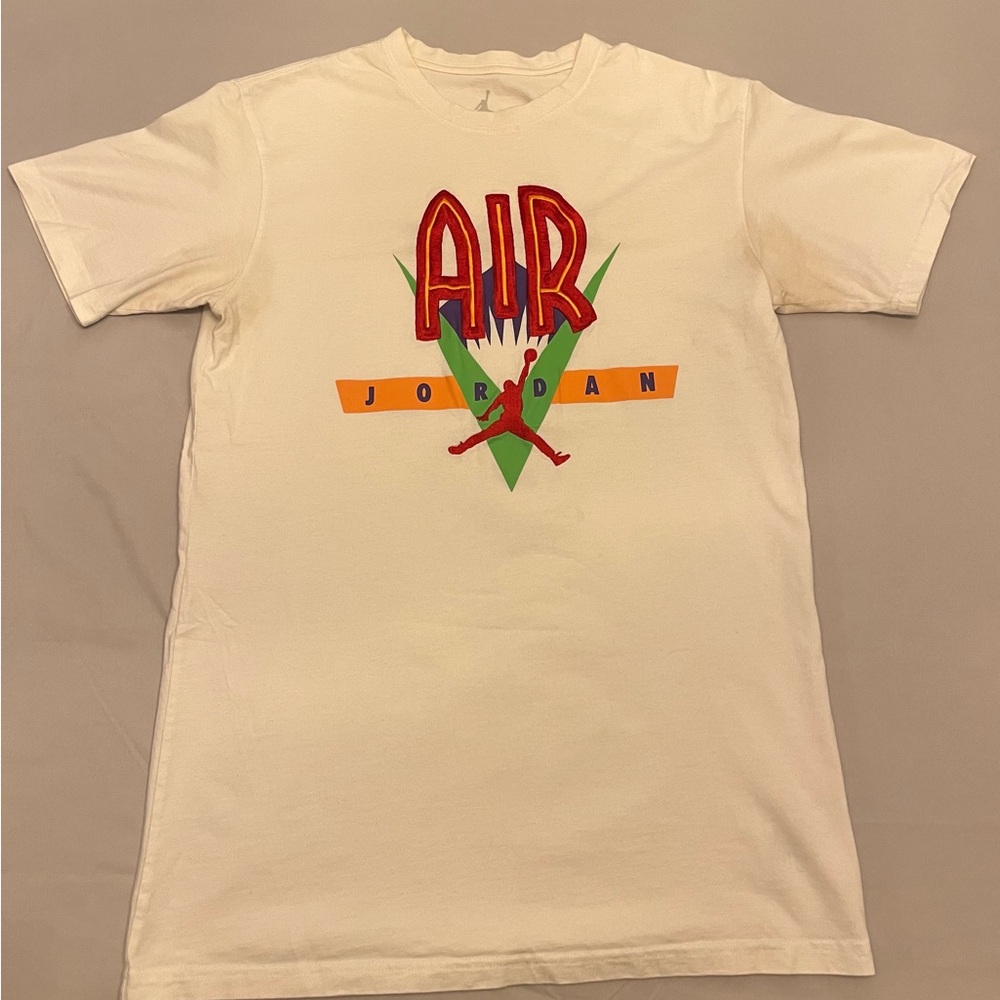 Air Jordan “Midst Of Greatness” T-shirt White with Multi-Color Logo Men’s Large